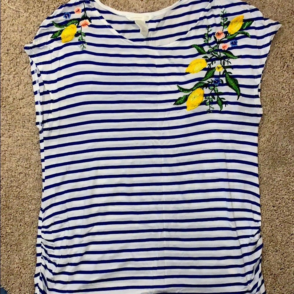 Blue/White Lemon 🍋 Stripe Maternity Top